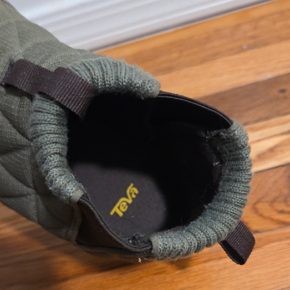 Teva Olive Green Quilted Slip-On Bootie Slippers - Picture 8 of 9